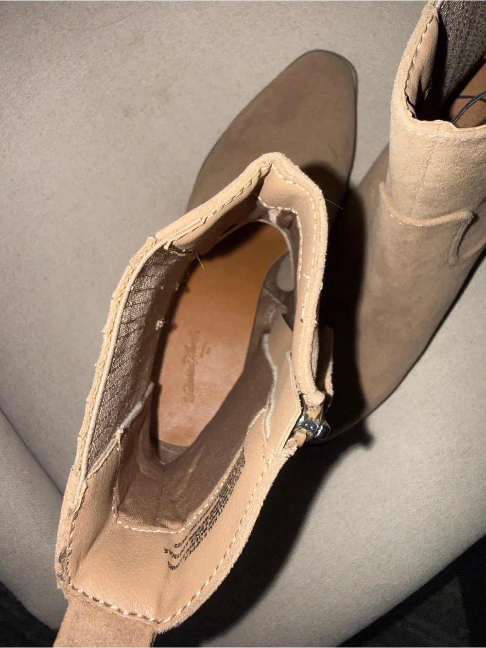 NWT Women’s Suede Ankle Boots in Taupe - Classic Side-Zip Chelsea Style